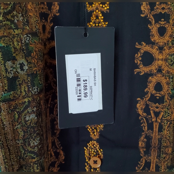 NWT Barabas Virago Stone Rhinestone Long Sleeve Shirt Size M - Picture 9 of 11